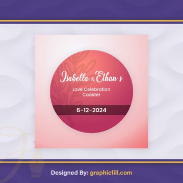 Botanical Wedding Coaster PSD Template Royalty Free