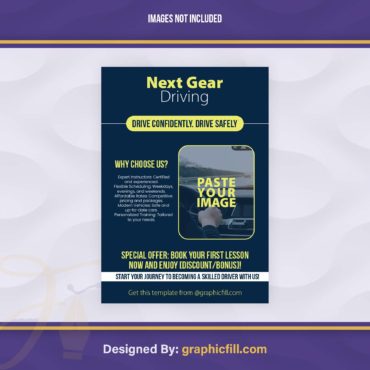 Driving School Leaflet AI Template Free Download