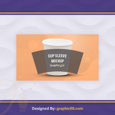 Orange Medium Cup Sleeve Mockup PSD Template Free Download